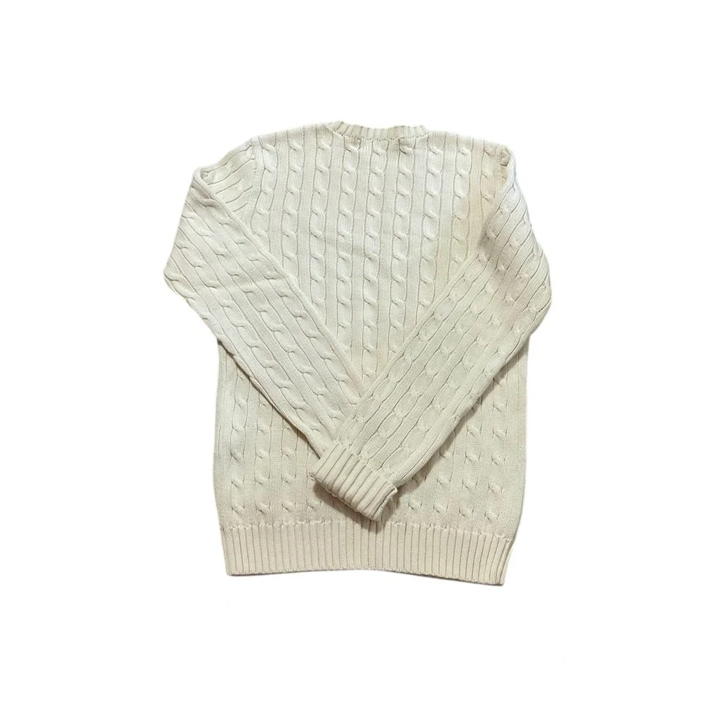 Ralph Lauren Sport Cable-Knit Cotton Crewneck Ivory Jumper Size Large old money - Picture 7 of 16